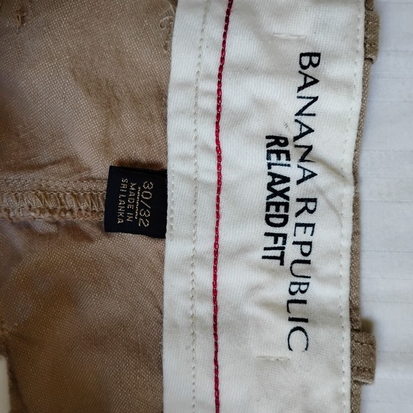 Banana Republic Pants 32x30 Men's Linen Relaxed Pleated Straight Leg Beach - Picture 9 of 13